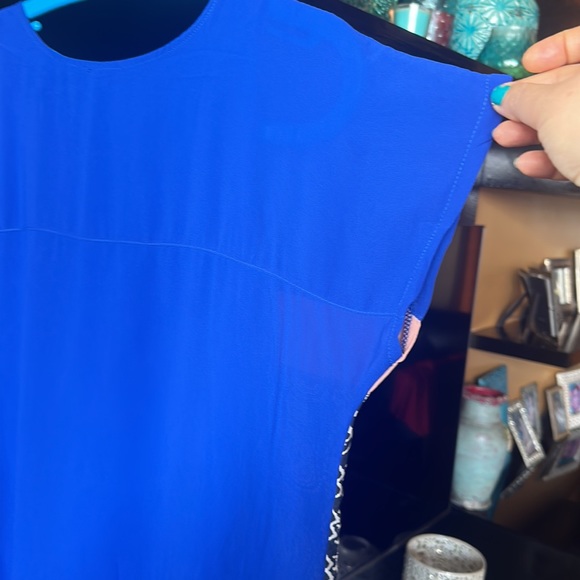 NWT Pure Chiffon dress with lining in a patchwork design &!funky sleeves! UK L - Picture 12 of 12